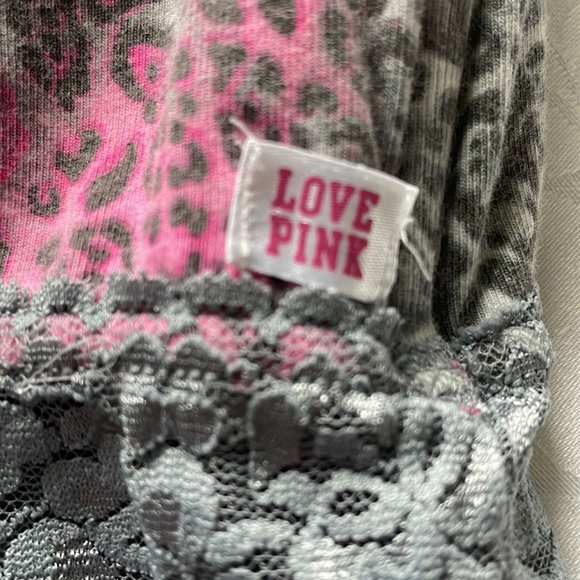 Pink Victoria's Secret Bandeau Bralette pink and grey animal print Sz M - Picture 3 of 4